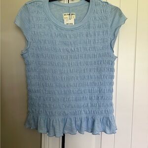 Free People  Blue Ruffled Sleeveless Top L but fits M
